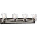 PROGRESS LIGHTING P300232-143 Graphite Briarwood Collection Four-Light Graphite Clear Glass Coastal Bath Vanity Light