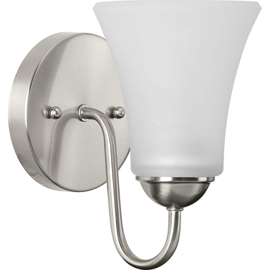 PROGRESS LIGHTING P300233-009 Brushed Nickel Classic Collection One-Light Brushed Nickel Etched Glass Traditional Bath Vanity Light