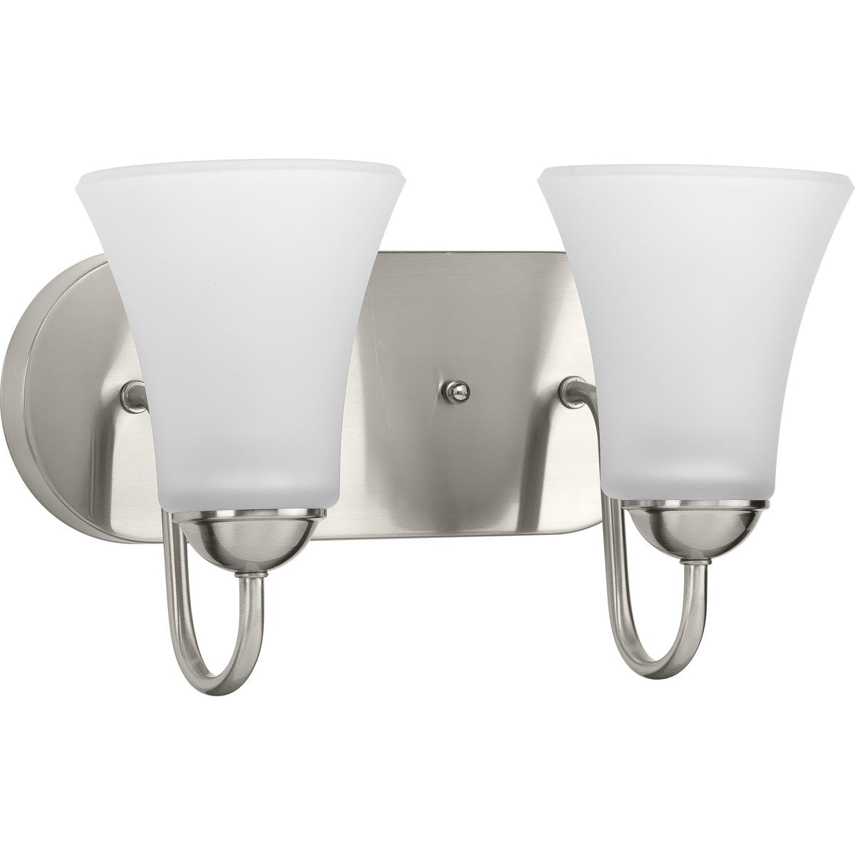PROGRESS LIGHTING P300234-009 Brushed Nickel Classic Collection Two-Light Brushed Nickel Etched Glass Traditional Bath Vanity Light