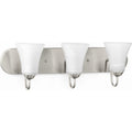 PROGRESS LIGHTING P300235-009 Brushed Nickel Classic Collection Three-Light Brushed Nickel Etched Glass Traditional Bath Vanity Light