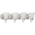 PROGRESS LIGHTING P300236-009 Brushed Nickel Classic Collection Four-Light Brushed Nickel Etched Glass Traditional Bath Vanity Light