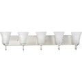 PROGRESS LIGHTING P300237-009 Brushed Nickel Classic Collection Five-Light Brushed Nickel Etched Glass Traditional Bath Vanity Light