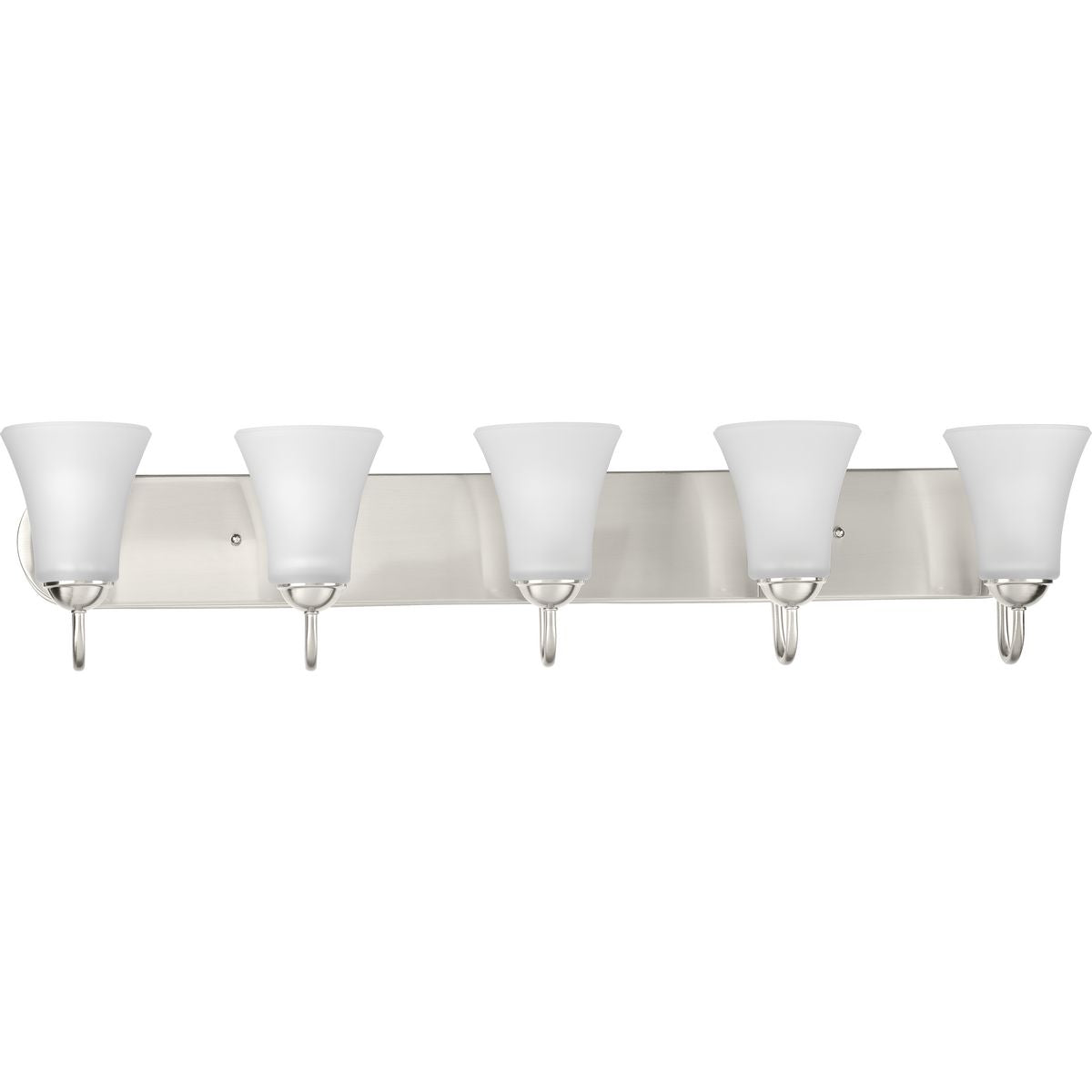 PROGRESS LIGHTING P300237-009 Brushed Nickel Classic Collection Five-Light Brushed Nickel Etched Glass Traditional Bath Vanity Light