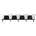 PROGRESS LIGHTING P300237-031 Matte Black Classic Collection Five-Light Matte Black Etched Glass Traditional Bath Vanity Light