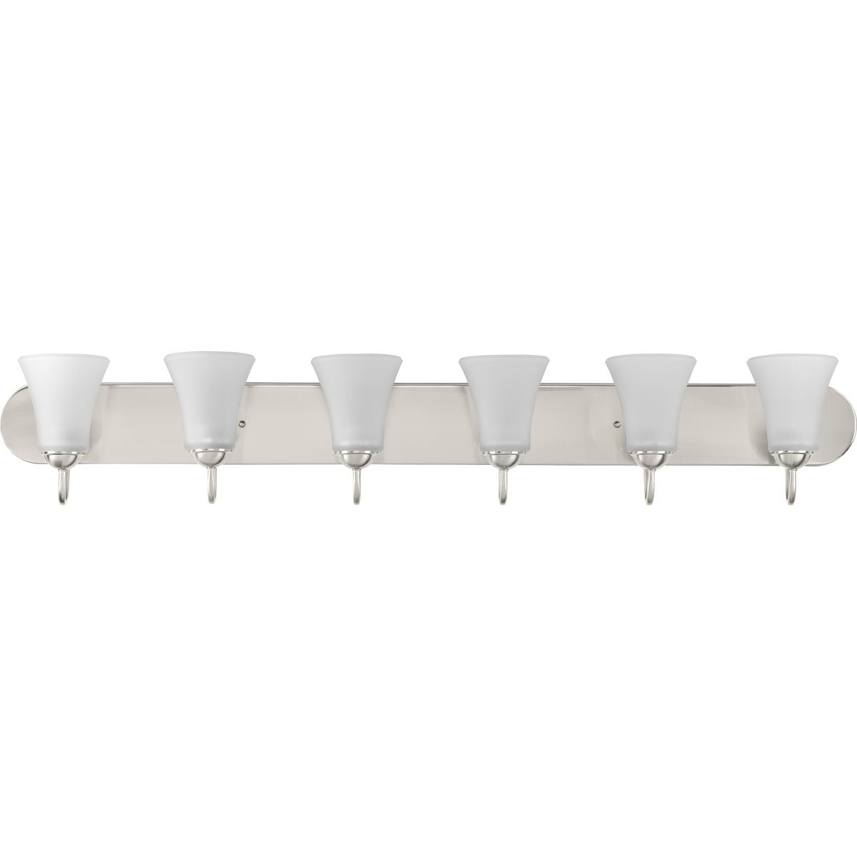 PROGRESS LIGHTING P300238-009 Brushed Nickel Classic Collection Six-Light Brushed Nickel Etched Glass Traditional Bath Vanity Light