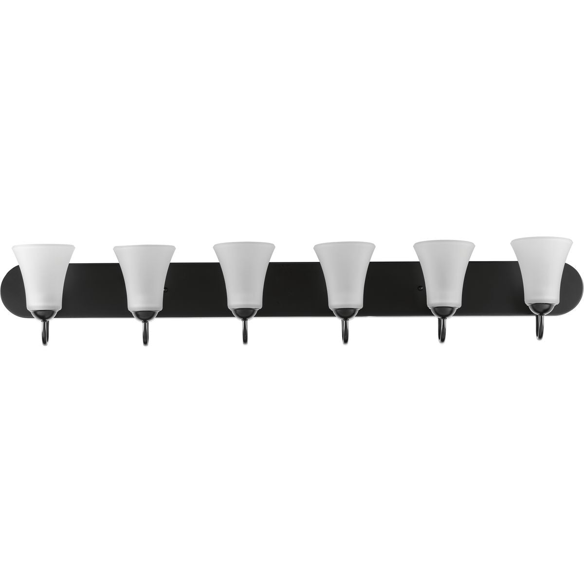 PROGRESS LIGHTING P300238-031 Matte Black Classic Collection Six-Light Matte Black Etched Glass Traditional Bath Vanity Light