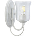 PROGRESS LIGHTING P300253-151 Cottage White Bowman Collection One-Light Cottage White Clear Chiseled Glass Coastal Bath Vanity Light