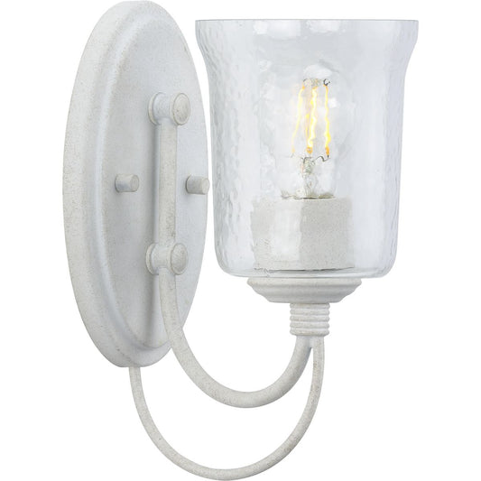 PROGRESS LIGHTING P300253-151 Cottage White Bowman Collection One-Light Cottage White Clear Chiseled Glass Coastal Bath Vanity Light