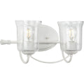 PROGRESS LIGHTING P300254-151 Cottage White Bowman Collection Two-Light Cottage White Clear Chiseled Glass Coastal Bath Vanity Light