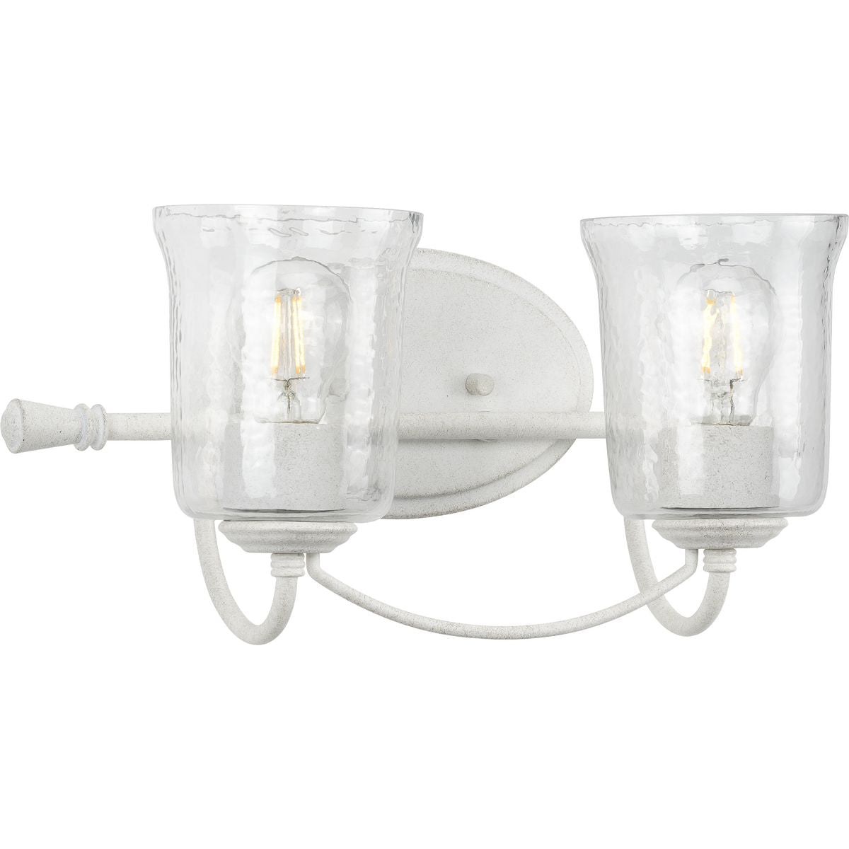 PROGRESS LIGHTING P300254-151 Cottage White Bowman Collection Two-Light Cottage White Clear Chiseled Glass Coastal Bath Vanity Light