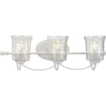 PROGRESS LIGHTING P300255-151 Cottage White Bowman Collection Three-Light Cottage White Clear Chiseled Glass Coastal Bath Vanity Light