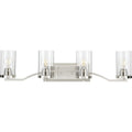 PROGRESS LIGHTING P300259-009 Brushed Nickel Lassiter Collection Four-Light Brushed Nickel Clear Glass Modern Bath Vanity Light