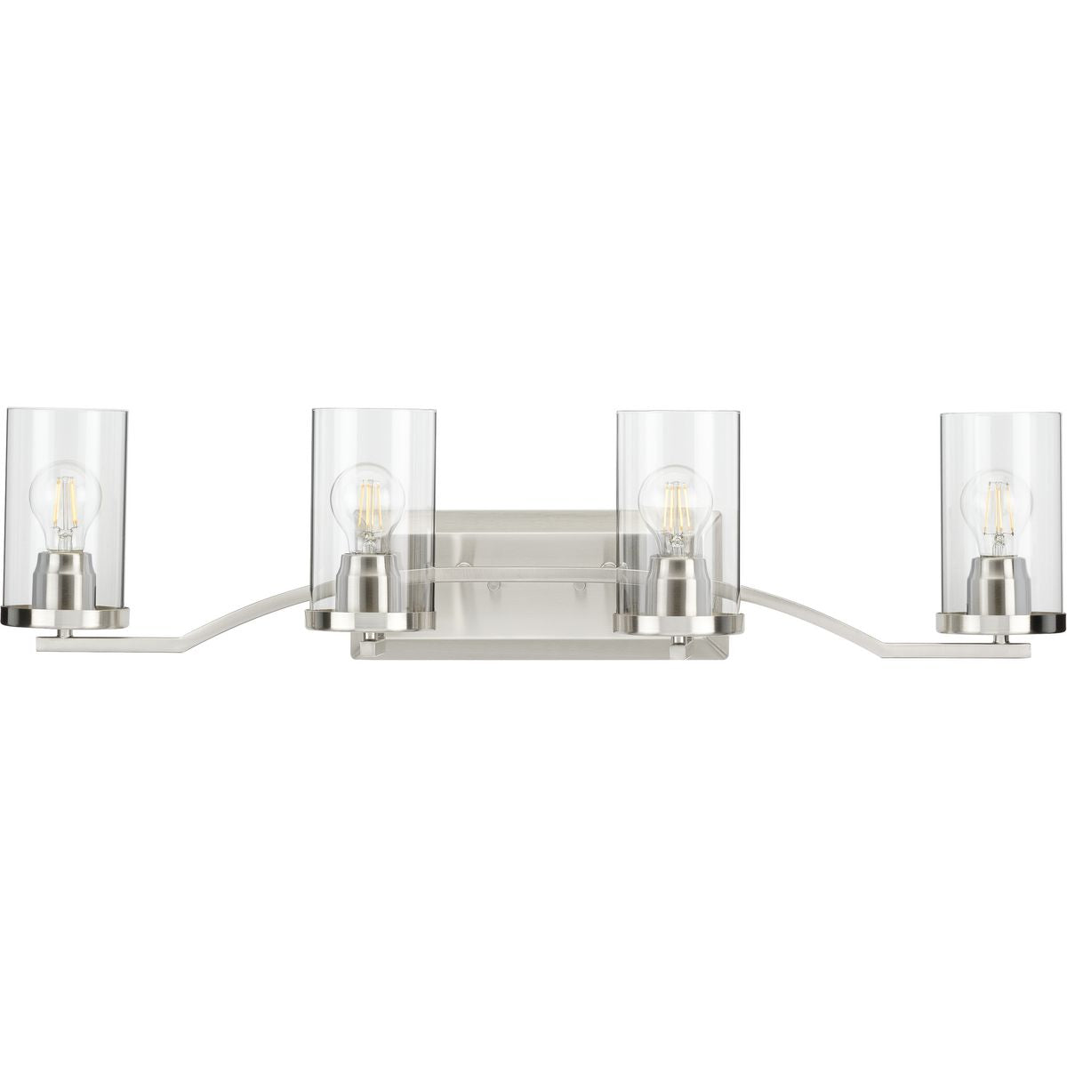 PROGRESS LIGHTING P300259-009 Brushed Nickel Lassiter Collection Four-Light Brushed Nickel Clear Glass Modern Bath Vanity Light