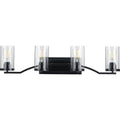 PROGRESS LIGHTING P300259-031 Matte Black Lassiter Collection Four-Light Matte Black Clear Glass Modern Bath Vanity Light
