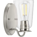 PROGRESS LIGHTING P300261-009 Brushed Nickel Durrell Collection One-Light Brushed Nickel Clear Glass Coastal Bath Vanity Light