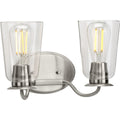 PROGRESS LIGHTING P300262-009 Brushed Nickel Durrell Collection Two-Light Brushed Nickel Clear Glass Coastal Bath Vanity Light
