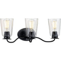 PROGRESS LIGHTING P300263-031 Matte Black Durrell Collection Three-Light Matte Black Clear Glass Coastal Bath Vanity Light