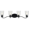PROGRESS LIGHTING P300264-031 Matte Black Durrell Collection Four-Light Matte Black Clear Glass Coastal Bath Vanity Light