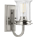 PROGRESS LIGHTING P300272-009 Brushed Nickel Winslett Collection One-Light Brushed Nickel Clear Seeded Glass Coastal Bath Vanity Light