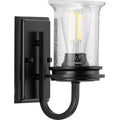 PROGRESS LIGHTING P300272-031 Matte Black Winslett Collection One-Light Matte Black Clear Seeded Glass Coastal Bath Vanity Light