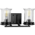 PROGRESS LIGHTING P300273-031 Matte Black Winslett Collection Two-Light Matte Black Clear Seeded Glass Coastal Bath Vanity Light