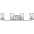 PROGRESS LIGHTING P300275-009 Brushed Nickel Winslett Collection Four-Light Brushed Nickel Clear Seeded Glass Coastal Bath Vanity Light