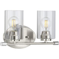 PROGRESS LIGHTING P300277-009 Brushed Nickel Riley Collection Two-Light Brushed Nickel Clear Glass Modern Bath Vanity Light