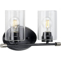 PROGRESS LIGHTING P300277-031 Matte Black Riley Collection Two-Light Matte Black Clear Glass Modern Bath Vanity Light