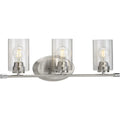 PROGRESS LIGHTING P300278-009 Brushed Nickel Riley Collection Three-Light Brushed Nickel Clear Glass Modern Bath Vanity Light