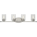 PROGRESS LIGHTING P300279-009 Brushed Nickel Riley Collection Four-Light Brushed Nickel Clear Glass Modern Bath Vanity Light
