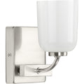 PROGRESS LIGHTING P300280-009 Brushed Nickel Moore Collection One-Light Brushed Nickel White Opal Glass Luxe Bath Vanity Light
