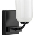 PROGRESS LIGHTING P300280-031 Matte Black Moore Collection One-Light Matte Black White Opal Glass Luxe Bath Vanity Light