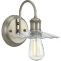 PROGRESS LIGHTING P300286-081 Antique Nickel Fayette Collection One-Light Antique Nickel Clear Glass Farmhouse Bath Vanity Light