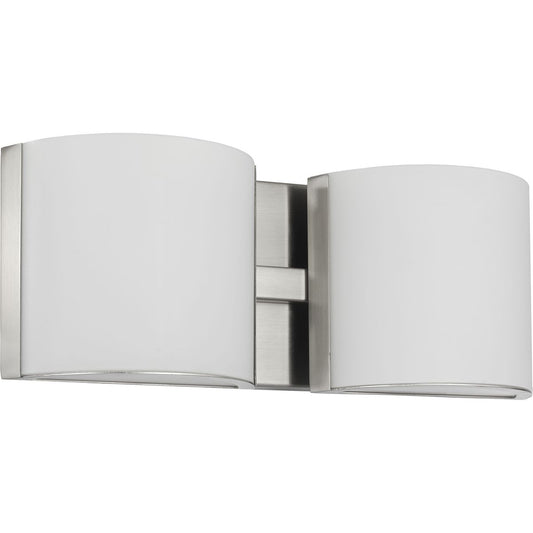 PROGRESS LIGHTING P300290-009-30 Brushed Nickel Arch LED Collection Two-Light Brushed Nickel Etched Glass Modern Bath Vanity Light
