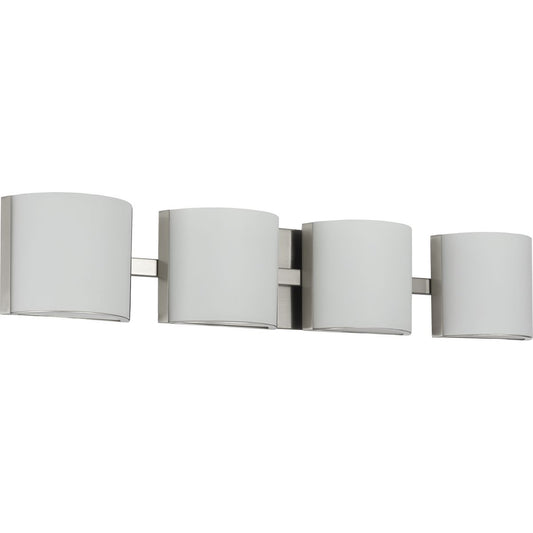 PROGRESS LIGHTING P300292-009-30 Brushed Nickel Arch LED Collection Four-Light Brushed Nickel Etched Glass Modern Bath Vanity Light