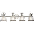 PROGRESS LIGHTING P300298-009 Brushed Nickel Conway Collection Four-Light Brushed Nickel and Clear Seeded Farmhouse Style Bath Vanity Wall Light