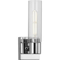 PROGRESS LIGHTING P300299-015 Polished Chrome Clarion Collection One-Light Polished Chrome and Clear Glass Modern Style Bath Vanity Wall Light