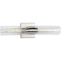 PROGRESS LIGHTING P300300-009 Brushed Nickel Clarion Collection Two-Light Brushed Nickel and Clear Glass Modern Style Bath Vanity Wall Light