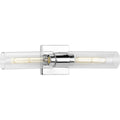 PROGRESS LIGHTING P300300-015 Polished Chrome Clarion Collection Two-Light Polished Chrome and Clear Glass Modern Style Bath Vanity Wall Light