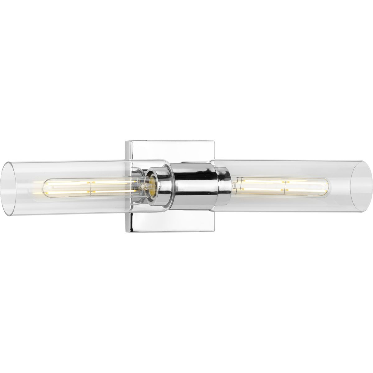 PROGRESS LIGHTING P300300-015 Polished Chrome Clarion Collection Two-Light Polished Chrome and Clear Glass Modern Style Bath Vanity Wall Light