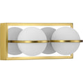 PROGRESS LIGHTING P300311-012-30 Satin Brass Pearl LED Collection Two-Light Satin Brass and Opal Glass Modern Style Bath Vanity Wall Light