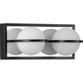 PROGRESS LIGHTING P300311-031-30 Matte Black Pearl LED Collection Two-Light Matte Black and Opal Glass Modern Style Bath Vanity Wall Light