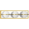 PROGRESS LIGHTING P300312-012-30 Satin Brass Pearl LED Collection Three-Light Satin Brass and Opal Glass Modern Style Bath Vanity Wall Light