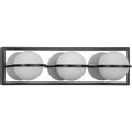 PROGRESS LIGHTING P300312-031-30 Matte Black Pearl LED Collection Three-Light Matte Black and Opal Glass Modern Style Bath Vanity Wall Light
