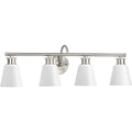 PROGRESS LIGHTING P300317-009 Brushed Nickel Ashford Collection Four-Light Brushed Nickel and Opal Glass Farmhouse Style Bath Vanity Wall Light