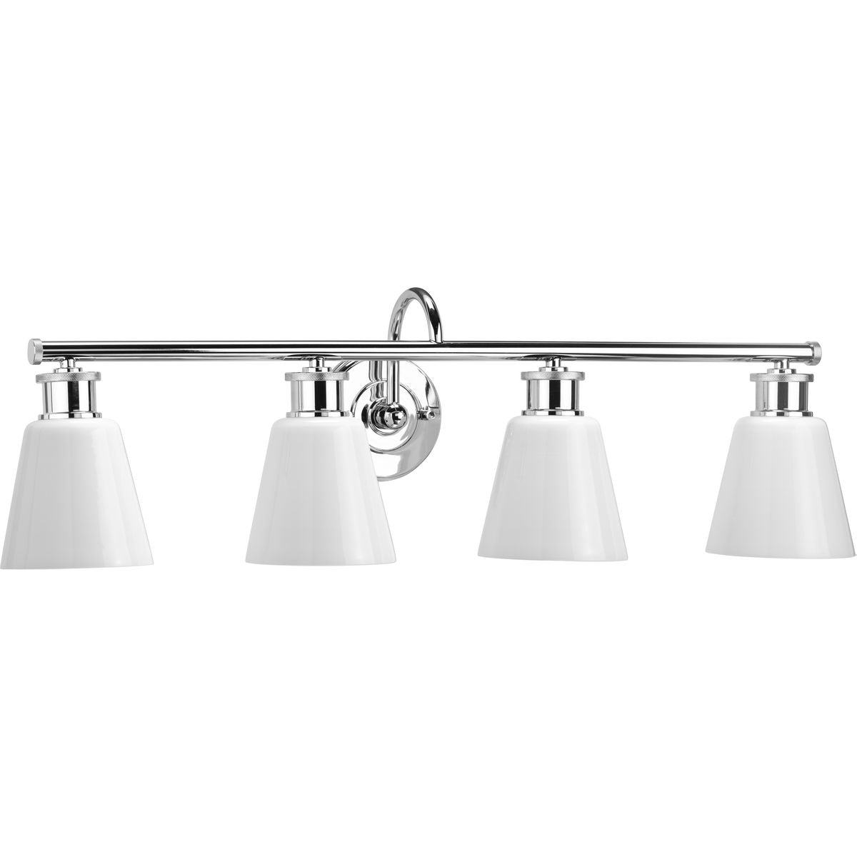 PROGRESS LIGHTING P300317-015 Polished Chrome Ashford Collection Four-Light Polished Chrome and Opal Glass Farmhouse Style Bath Vanity Wall Light