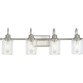 PROGRESS LIGHTING P300323-009 Brushed Nickel Aiken Collection Four-Light Brushed Nickel Clear Glass Farmhouse Style Bath Vanity Wall Light