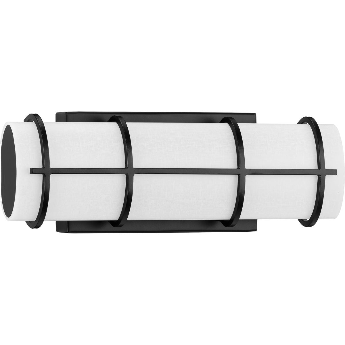 PROGRESS LIGHTING P300331-031-30 Black Grid LED Collection 14-inch Matte Black and White Linen Acrylic Modern Style Bath Vanity Wall Light