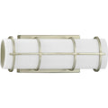 PROGRESS LIGHTING P300331-134-30 Silver Ridge Grid LED Collection 14-inch Silver Ridge and White Linen Acrylic Modern Style Bath Vanity Wall Light