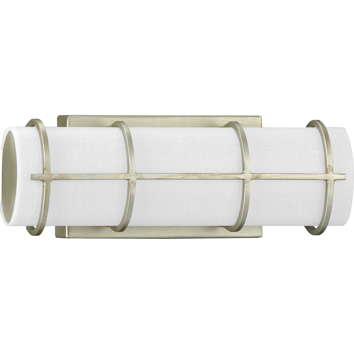 PROGRESS LIGHTING P300331-134-30 Silver Ridge Grid LED Collection 14-inch Silver Ridge and White Linen Acrylic Modern Style Bath Vanity Wall Light